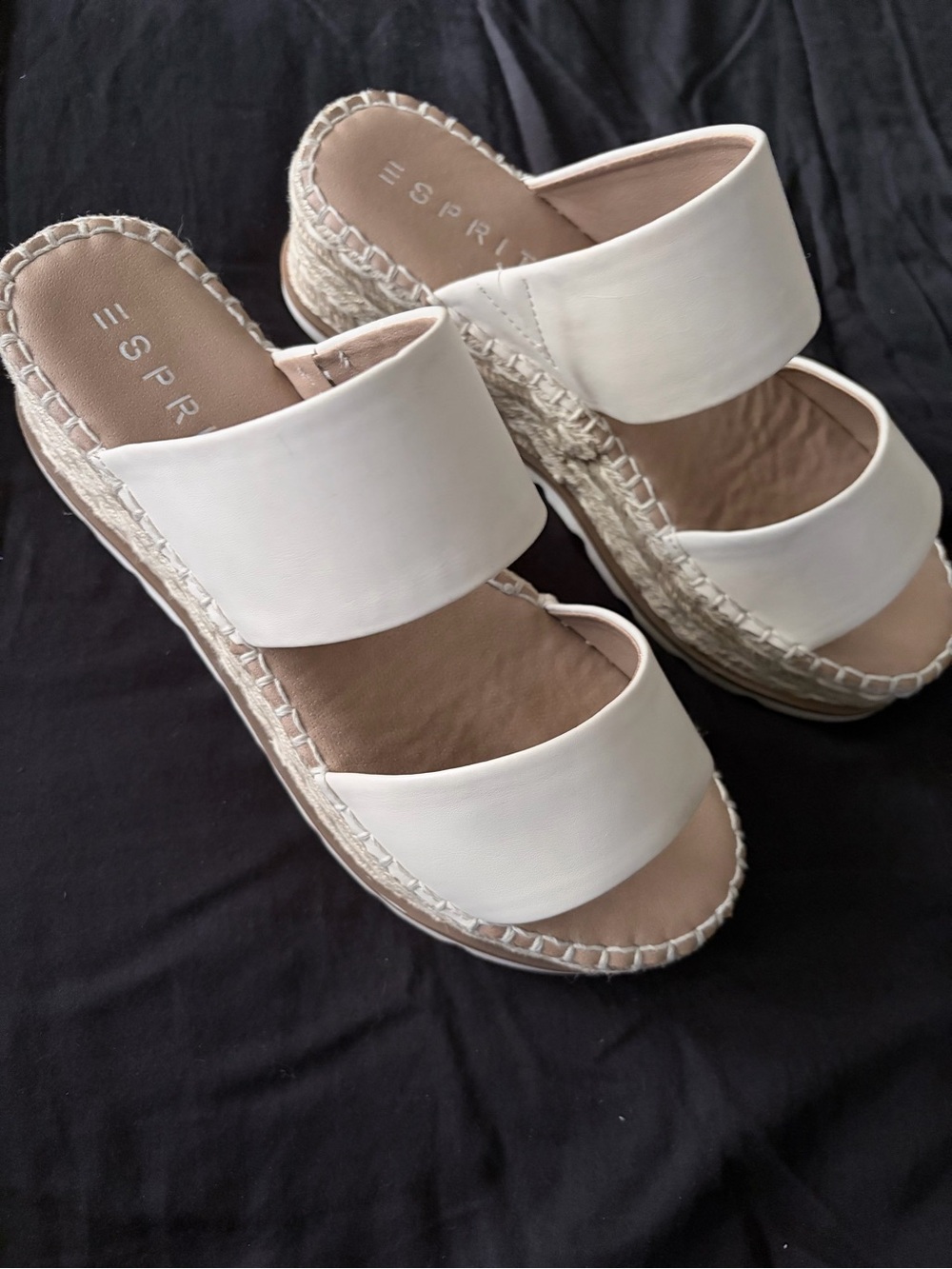 Esprit Cream Double-Band Espadrille Platform Sandals